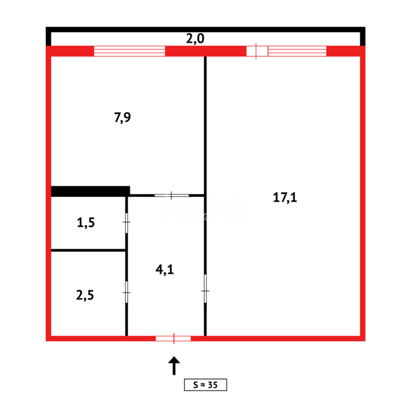 Продажа 1-комнатной квартиры, 34 м² - Продажа однокомнатных квартир в панельном доме в Караганде - страница 3 фото 7 из 7