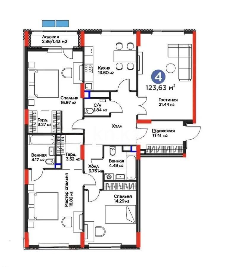 Продажа 4-комнатной квартиры, 123.5 м² - Аренда домов в Балхаше фото 1 из 1