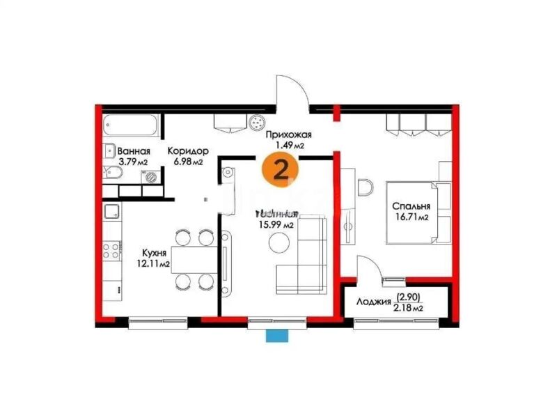 Продажа 2-комнатной квартиры, 60 м² - Продажа квартир в блочном доме в Казахстане - страница 6 фото 2 из 2