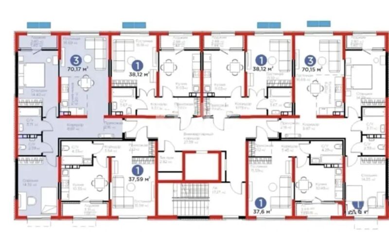 Продажа 3-комнатной квартиры, 70.3 м² - Продажа квартир в монолитно-каркасном доме в Казахстане - страница 16 фото 7 из 7