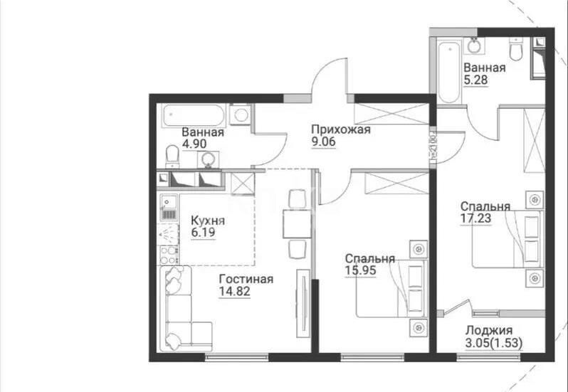 Продажа 3-комнатной квартиры, 75 м² - Продажа трехкомнатных квартир в монолитно-каркасном доме в Алматы - страница 3 фото 1 из 1