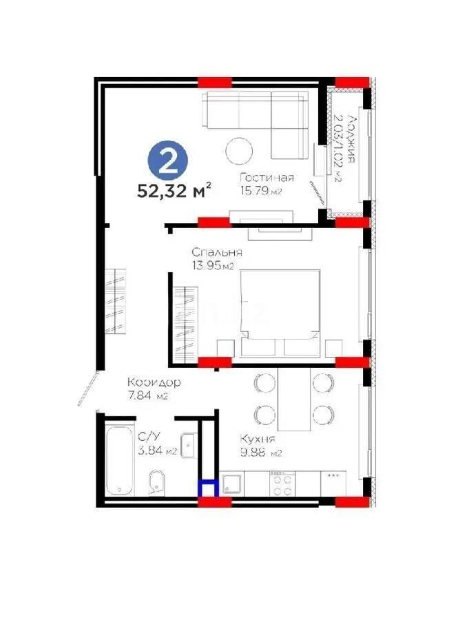 Продажа 2-комнатной квартиры, 52.52 м² - Продажа недвижимости в Казахстане - страница 12 фото 1 из 1