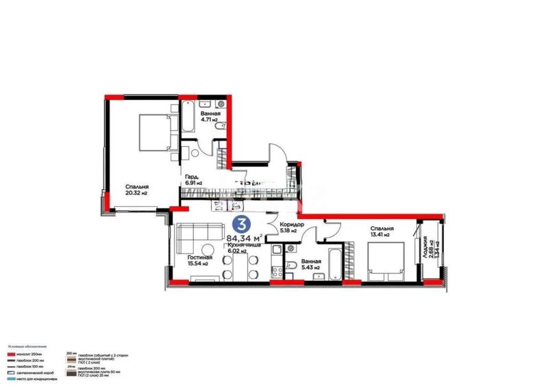 Продажа 3-комнатной квартиры, 84.34 м² - Продажа трехкомнатных квартир в блочном доме в Казахстане - страница 42 фото 1 из 1