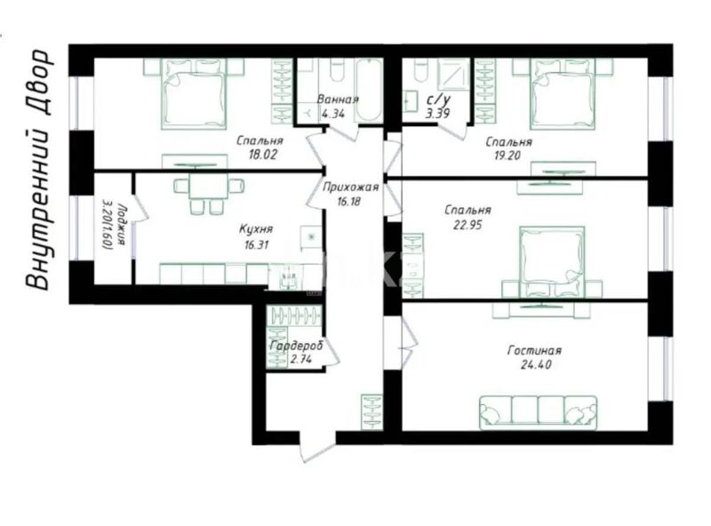 Продажа 4-комнатной квартиры, 130 м² - Продажа четырехкомнатных квартир в кирпичном доме в Казахстане - страница 22 фото 1 из 1
