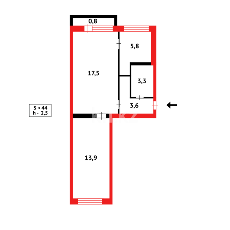 Продажа 2-комнатной квартиры, 44 м² - Продажа квартир в Майкудуке Караганды - страница 28 фото 8 из 8