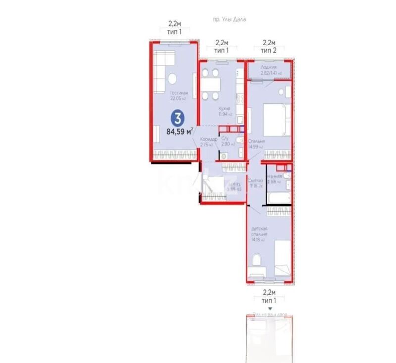 Продажа 3-комнатной квартиры, 85 м² - Продажа квартир в монолитном доме в Астане фото 1 из 1