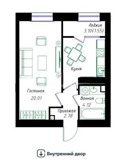 Продажа 1-комнатной квартиры, 39 м² - Продажа однокомнатных квартир в р-не Нура Астаны - страница 12 фото 1 из 1