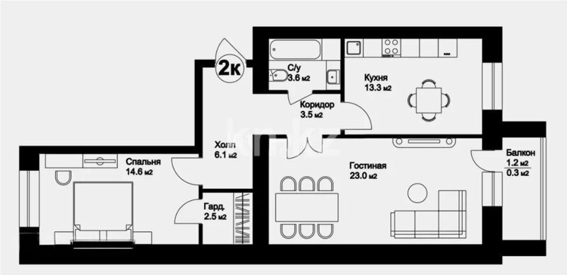 Продажа 2-комнатной квартиры, 68 м² - Продажа двухкомнатных квартир в кирпичном доме в Астане - страница 46 фото 3 из 3