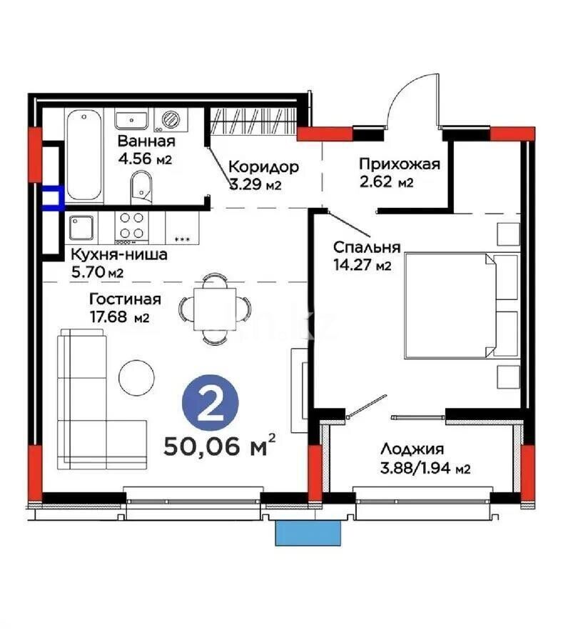 Продажа 2-комнатной квартиры, 51 м² - Продажа квартир в Казахстане - страница 22 фото 6 из 6