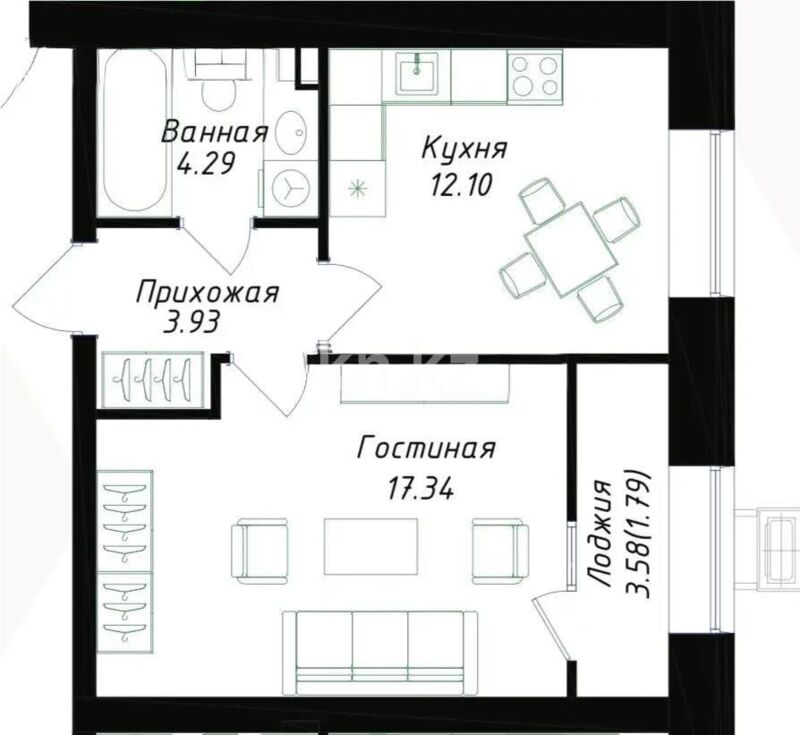 Продажа 1-комнатной квартиры, 40 м² - Продажа однокомнатных квартир в Астане - страница 17 фото 1 из 1