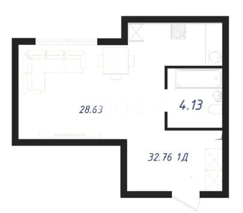 Продажа 1-комнатной квартиры, 33 м² - Продажа однокомнатных квартир в р-не Сарайшык Астаны - страница 23 фото 1 из 1