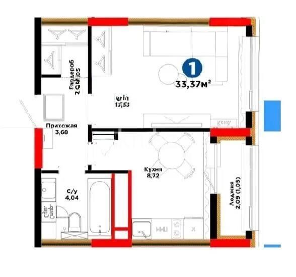 Продажа 1-комнатной квартиры, 33.37 м² - Продажа квартир от собственников в Астане - страница 12 фото 1 из 1