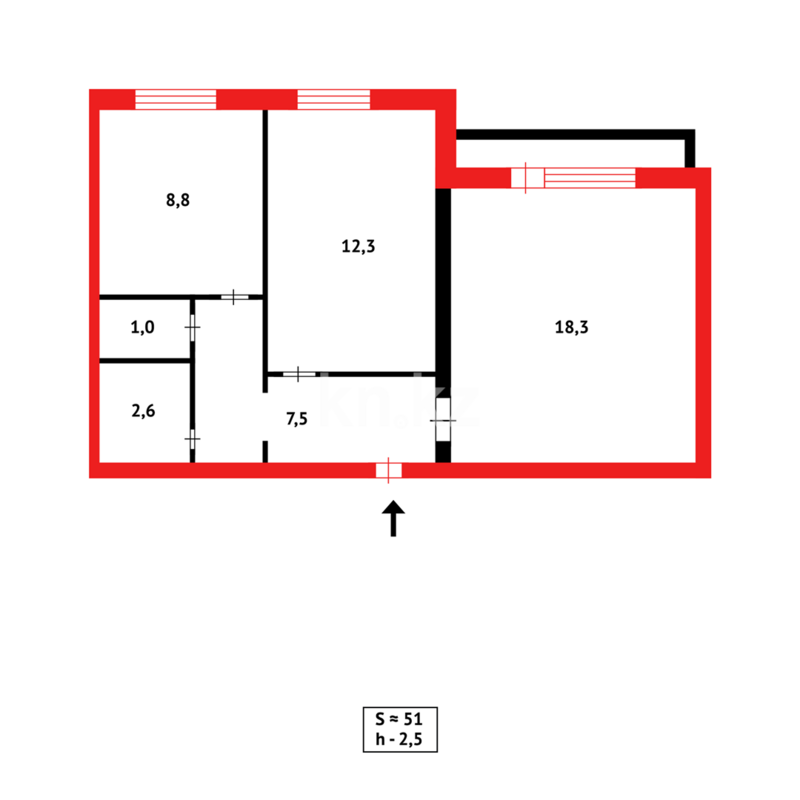 Продажа 2-комнатной квартиры, 52 м² - Продажа двухкомнатных квартир в Абае - страница 3 фото 8 из 8