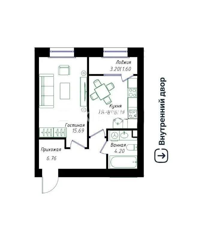 Продажа 1-комнатной квартиры, 38.65 м² - Продажа однокомнатных квартир в р-не Нура Астаны - страница 35 фото 1 из 1