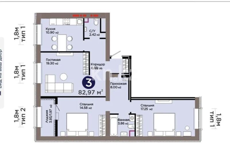 Продажа 3-комнатной квартиры, 82 м² - Продажа квартир в блочном доме в Астане - страница 157 фото 1 из 1