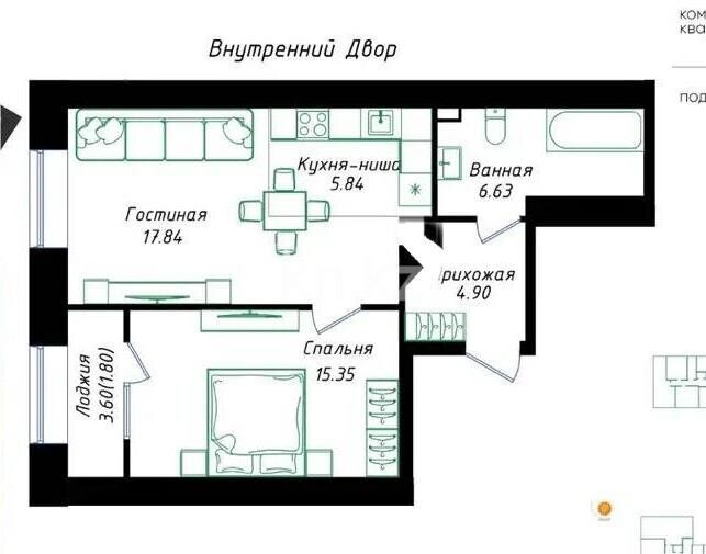 Продажа 2-комнатной квартиры, 52.36 м² - Продажа двухкомнатных квартир от собственников в Астане - страница 59 фото 1 из 1