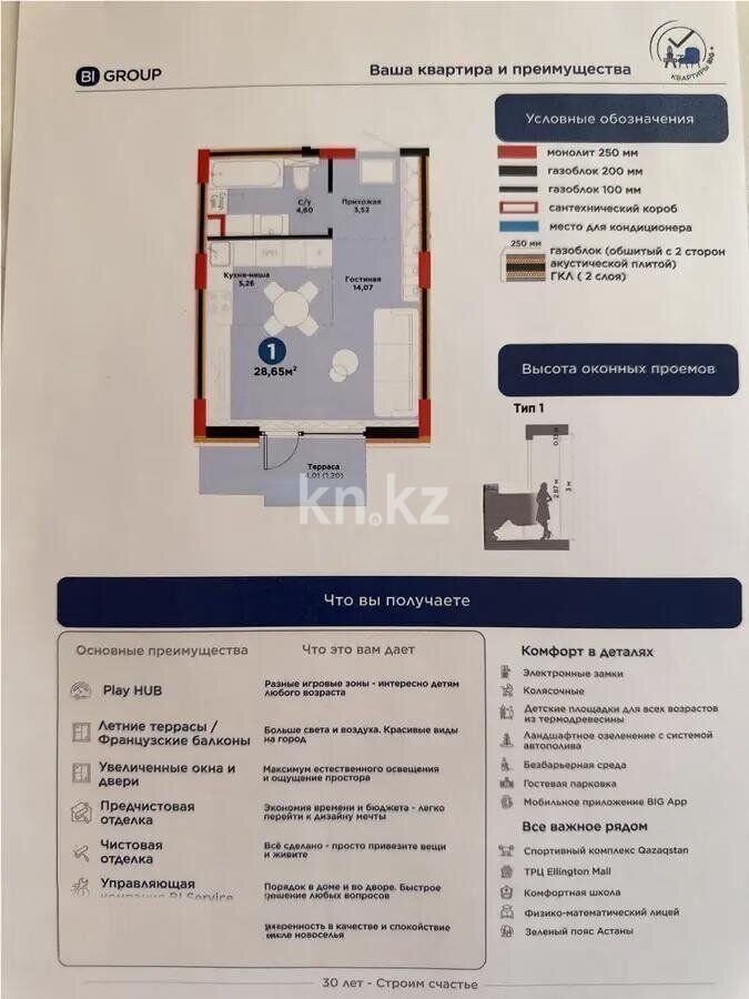 Продажа 1-комнатной квартиры, 28.65 м² - Продажа однокомнатных квартир в Астане - страница 4 фото 1 из 1