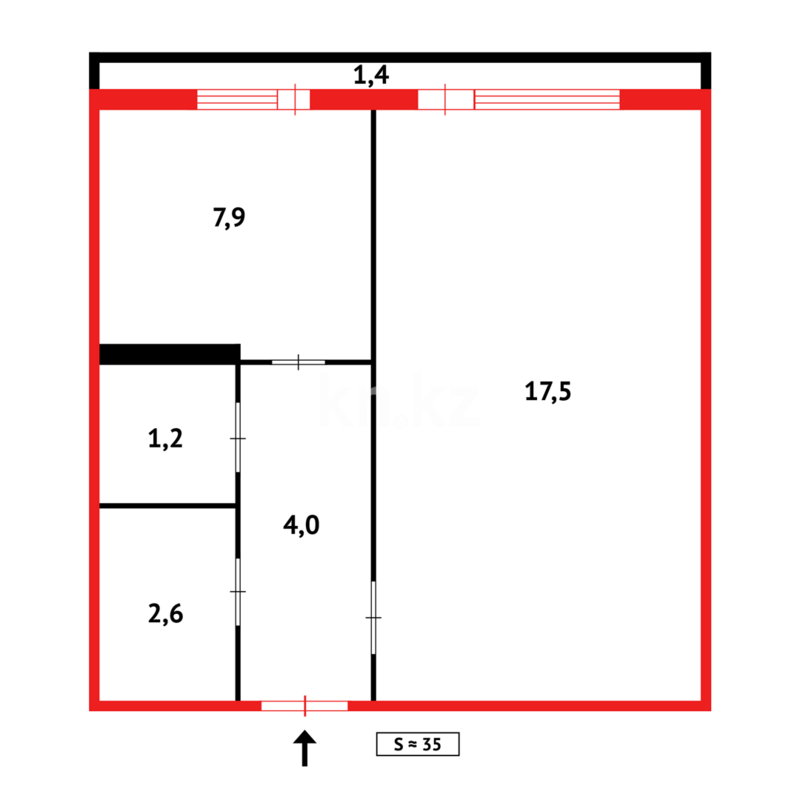 Продажа 1-комнатной квартиры, 35 м² - Продажа однокомнатных квартир в Темиртау - страница 4 фото 10 из 10