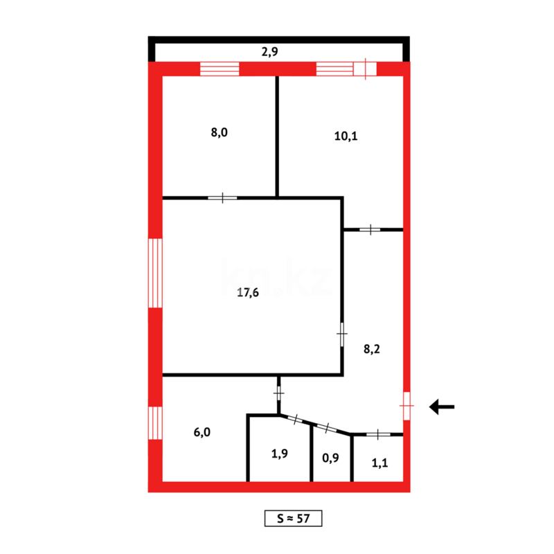 Продажа 3-комнатной квартиры, 55 м² - Продажа трехкомнатных квартир в Темиртау - страница 17 фото 13 из 13