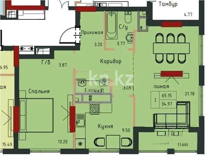 Продажа 2-комнатной квартиры, 65.5 м² - Продажа двухкомнатных квартир в р-не Сарайшык Астаны - страница 24 фото 1 из 1
