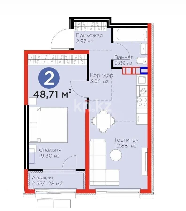 Продажа 2-комнатной квартиры, 47 м² - Продажа двухкомнатных квартир от собственников в Казахстане - страница 6 фото 4 из 4
