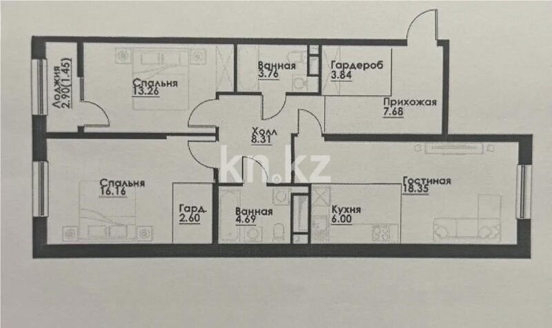 Продажа 3-комнатной квартиры, 86.1 м² - Продажа трехкомнатных квартир в Алатауском р-не Алматы - страница 3 фото 1 из 1