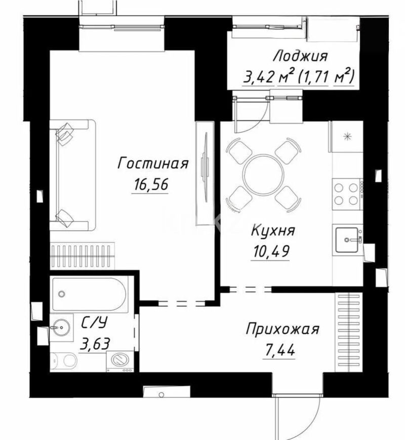 Продажа 1-комнатной квартиры, 40 м² - Продажа однокомнатных квартир в р-не Сарайшык Астаны - страница 25 фото 1 из 1