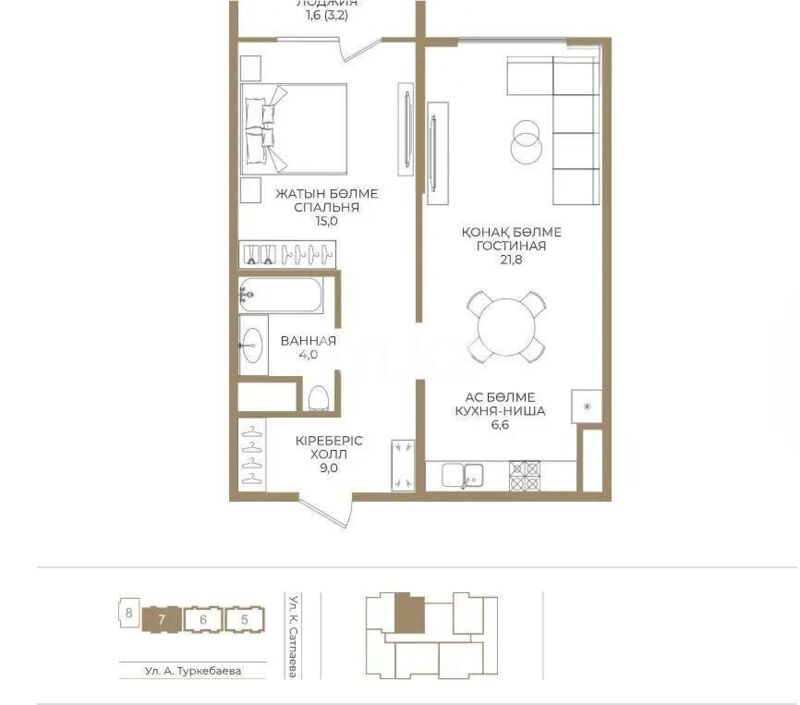 Продажа 2-комнатной квартиры, 58 м² - Продажа квартир в Казахстане - страница 132 фото 1 из 1