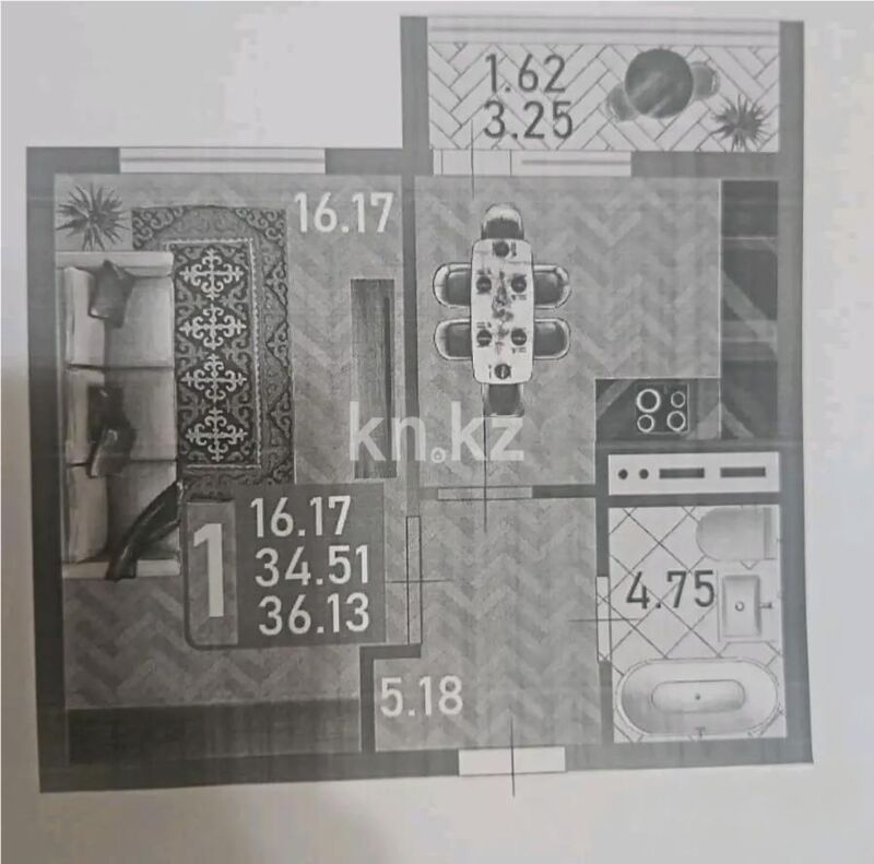 Продажа 1-комнатной квартиры, 36.13 м² - Продажа однокомнатных квартир в блочном доме в Казахстане - страница 41 фото 1 из 1