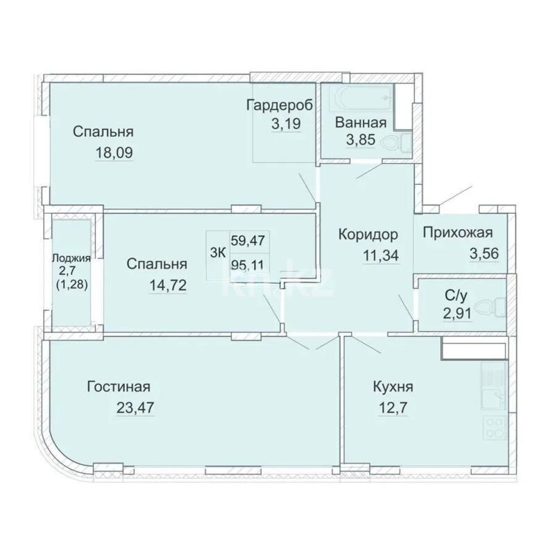 Продажа 3-комнатной квартиры, 95.3 м² - Продажа квартир в новостройках Астаны - страница 6 фото 8 из 8