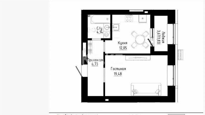 Продажа 1-комнатной квартиры, 44.24 м² - Продажа квартир в Балхаше фото 1 из 1
