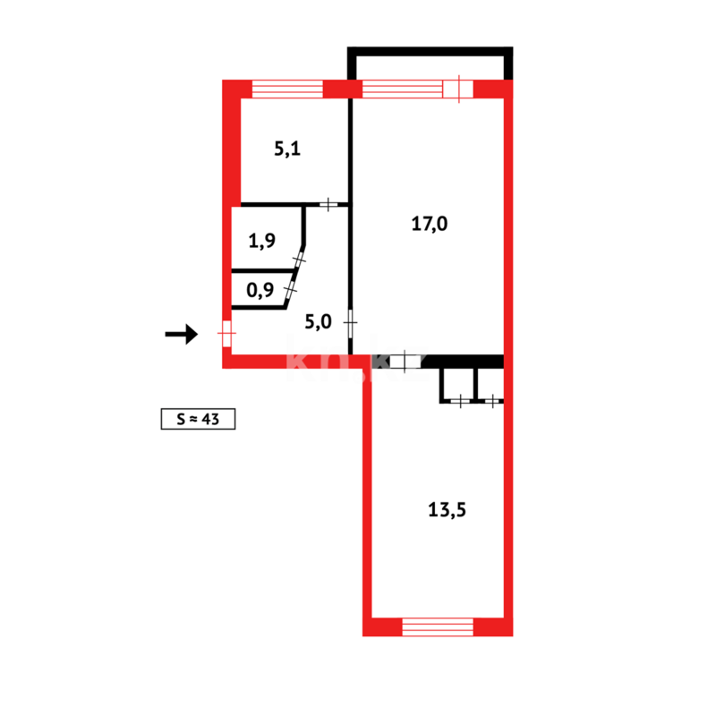 Продажа 2-комнатной квартиры, 43 м² - Продажа двухкомнатных квартир в Темиртау - страница 17 фото 8 из 8