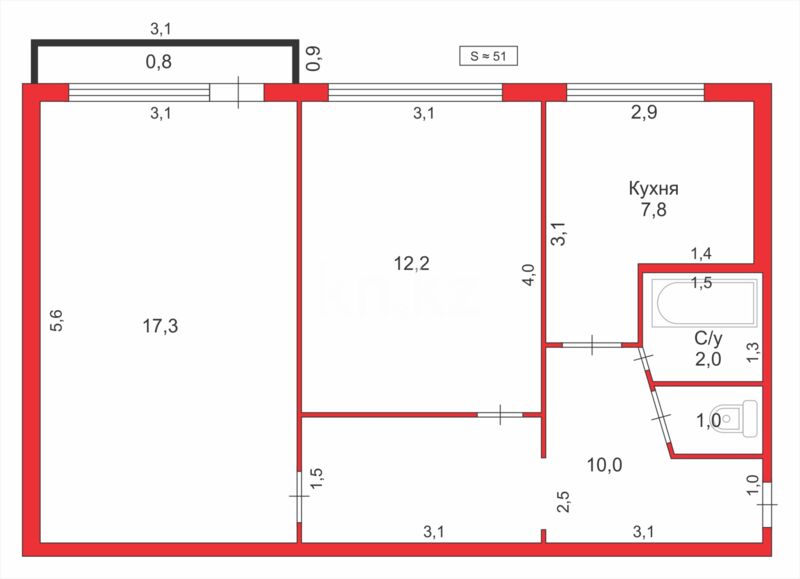 Продажа 2-комнатной квартиры, 52 м² - Продажа двухкомнатных квартир на Юго-Востоке Караганды - страница 23 фото 7 из 7