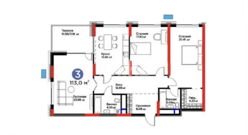 Продажа 3-комнатной квартиры, 114 м² - Продажа квартир в блочном доме в Астане - страница 135 фото 1 из 1