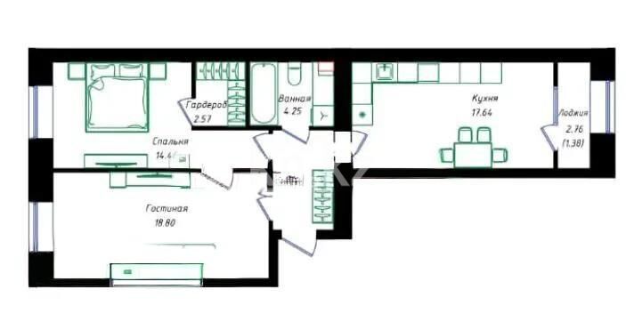 Продажа 2-комнатной квартиры, 64.06 м² - Продажа двухкомнатных квартир в Астане - страница 9 фото 1 из 1