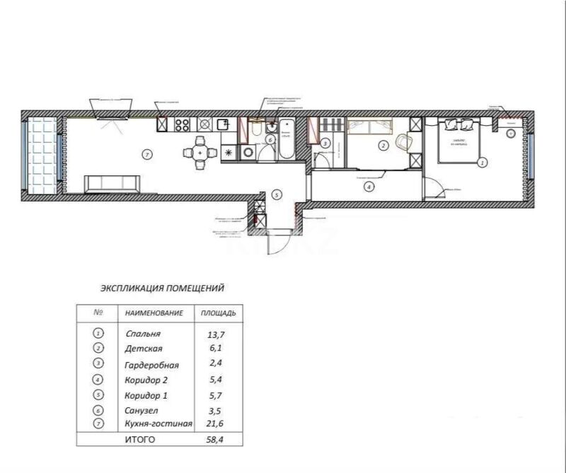 Продажа 2-комнатной квартиры, 62 м² - Продажа двухкомнатных квартир в монолитном доме в Казахстане фото 4 из 4