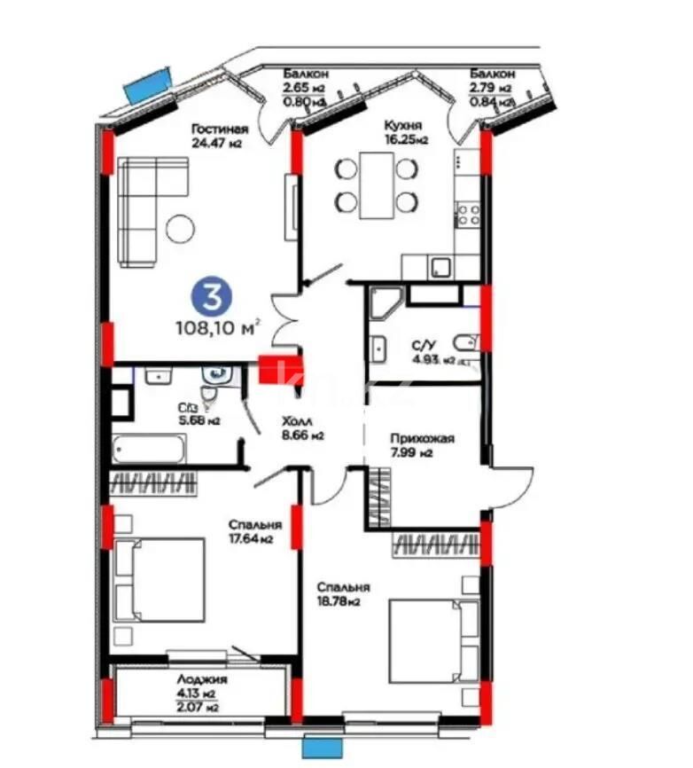 Продажа 3-комнатной квартиры, 108 м² - Продажа квартир в блочном доме в Астане - страница 164 фото 1 из 1