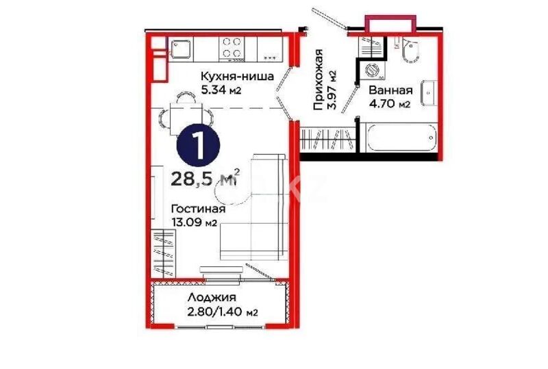 Продажа 1-комнатной квартиры, 28 м² - Продажа квартир в Казахстане - страница 109 фото 1 из 1