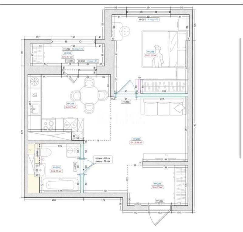 Продажа 2-комнатной квартиры, 48 м² - Продажа квартир в Казахстане - страница 184 фото 5 из 5