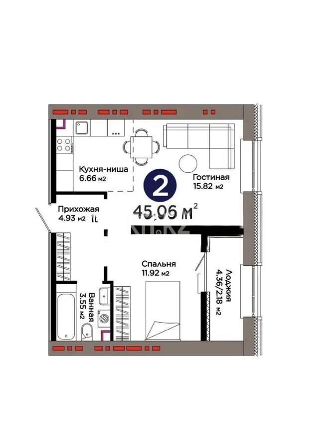 Продажа 2-комнатной квартиры, 45 м² - Продажа двухкомнатных квартир в блочном доме в Астане - страница 49 фото 1 из 1