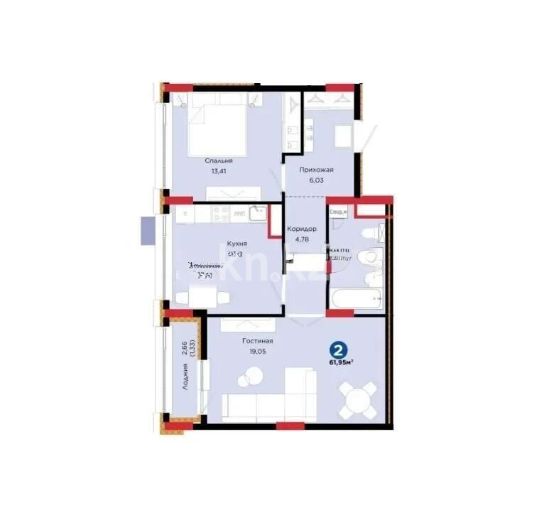 Продажа 2-комнатной квартиры, 62 м² - Продажа квартир в новостройках Астаны - страница 44 фото 1 из 1