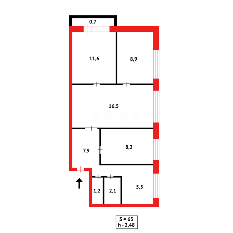Продажа 4-комнатной квартиры, 61 м² - Продажа четырехкомнатных квартир в кирпичном доме в Караганде - страница 7 фото 10 из 10