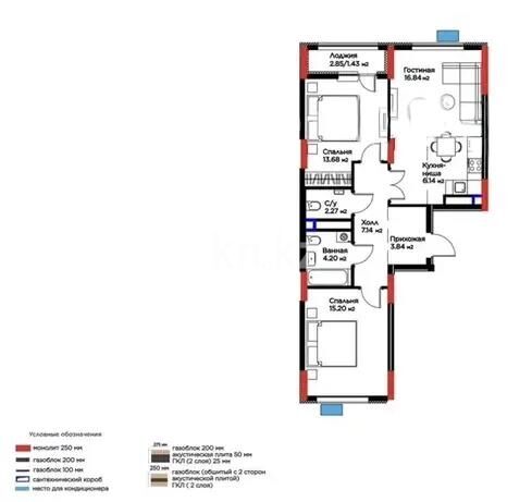 Продажа 3-комнатной квартиры, 71.1 м² - Продажа  трехкомнатных квартир в новостройках Астаны - страница 25 фото 1 из 1