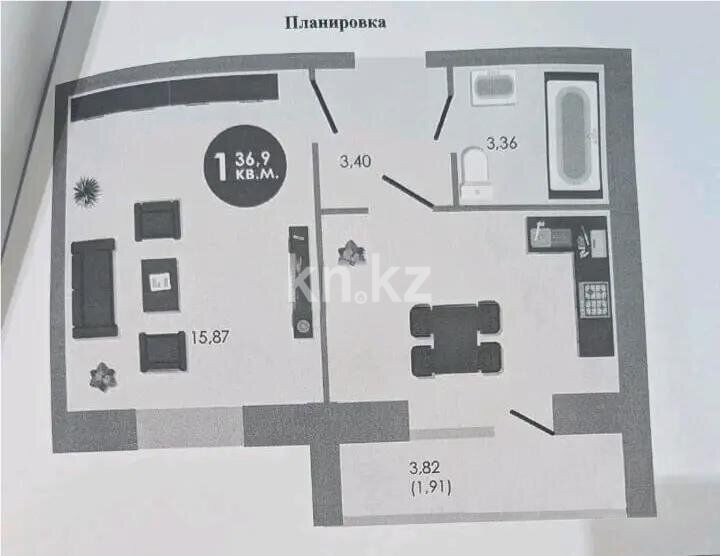 Продажа 1-комнатной квартиры, 38.9 м² - Продажа однокомнатных квартир от собственников в Астане - страница 3 фото 1 из 1