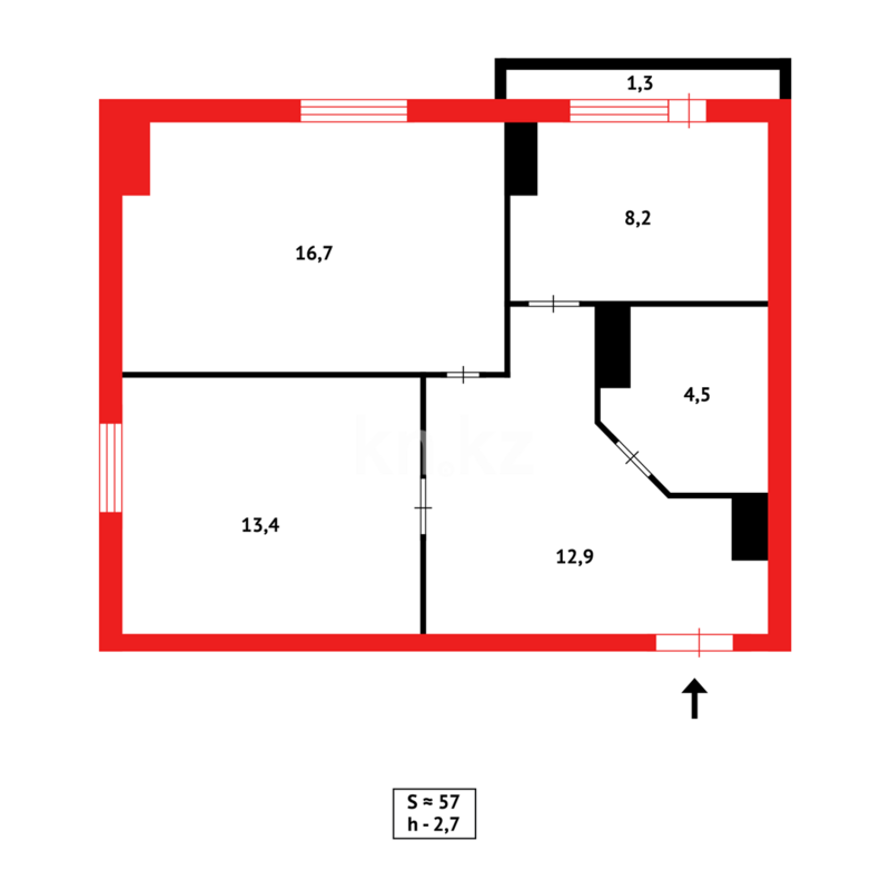 Продажа 2-комнатной квартиры, 56 м² - Продажа двухкомнатных квартир в р-не Алматы Астаны - страница 20 фото 15 из 15