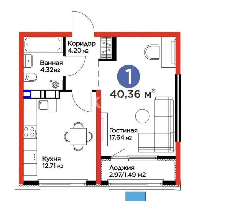 Продажа 1-комнатной квартиры, 40 м² - Продажа однокомнатных квартир от собственников в Алматы - страница 4 фото 1 из 1
