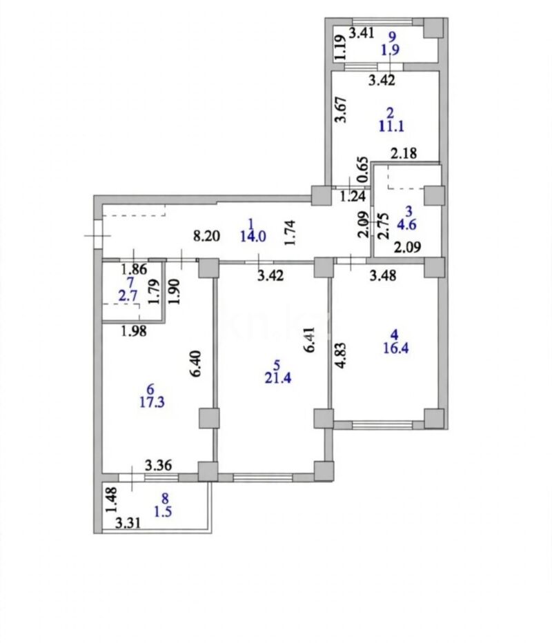 Продажа 3-комнатной квартиры, 90 м² - Продажа квартир в монолитном доме в Казахстане фото 1 из 8