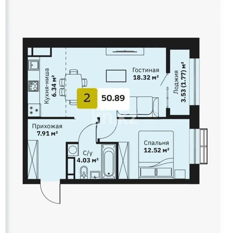 Продажа 2-комнатной квартиры, 51.5 м² - Продажа двухкомнатных квартир в Турксибском р-не Алматы - страница 18 фото 4 из 4