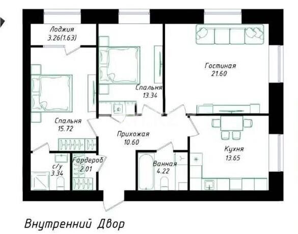 Продажа 3-комнатной квартиры, 86.11 м² - Продажа квартир в Казахстане - страница 82 фото 1 из 1
