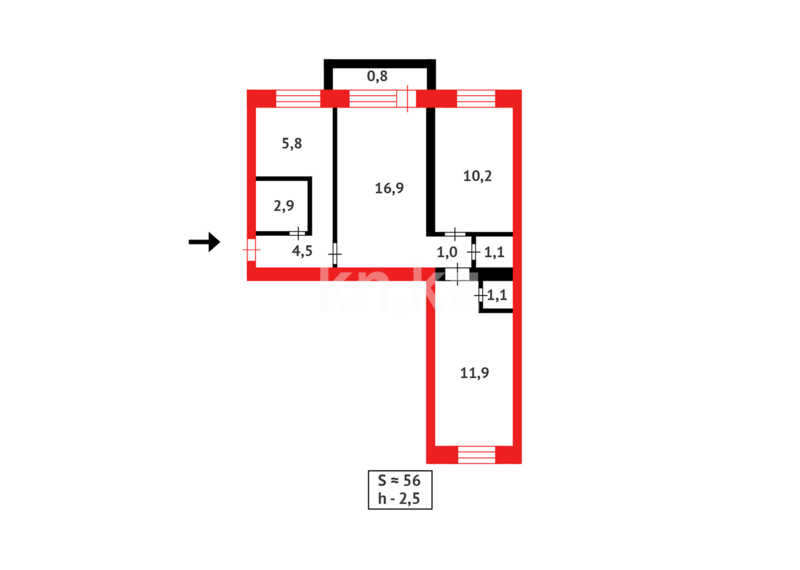 Продажа 3-комнатной квартиры, 56 м² - Продажа трехкомнатных квартир в кирпичном доме в Абае фото 6 из 6